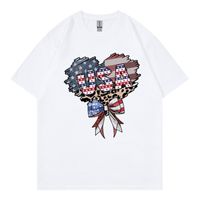 Women's T-shirt Short Sleeve T-Shirts Simple Style Letter American Flag Bow Knot main image 2