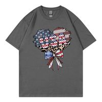 Women's T-shirt Short Sleeve T-Shirts Simple Style Letter American Flag Bow Knot main image 3