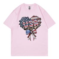 Women's T-shirt Short Sleeve T-Shirts Simple Style Letter American Flag Bow Knot main image 4