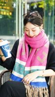 Women's Casual Color Block Stripe Polyester Tassel Scarf sku image 3