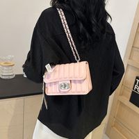Women's Medium Pu Leather Solid Color Vintage Style Classic Style Sewing Thread Flip Cover Crossbody Bag sku image 3