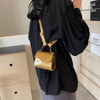 Women's Medium Pu Leather Solid Color Basic Classic Style Sewing Thread Flip Cover Crossbody Bag sku image 3
