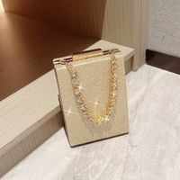 Mujeres Pequeña Poliéster Color Sólido Elegante Estilo Clásico Diamante De Imitación Cerrar Bolso De Noche main image 2