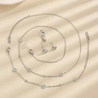 Titanium Steel Simple Style Classic Style Inlay Solid Color Artificial Rhinestones Jewelry Set main image 4