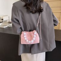 Women's Medium Pu Leather Solid Color Basic Classic Style Beading Magnetic Buckle Crossbody Bag main image 2