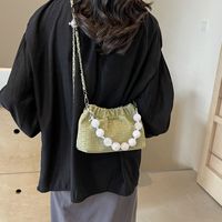 Women's Medium Pu Leather Solid Color Basic Classic Style Beading Magnetic Buckle Crossbody Bag sku image 1