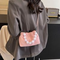 Women's Medium Pu Leather Solid Color Basic Classic Style Beading Magnetic Buckle Crossbody Bag sku image 3