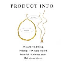 304 Stainless Steel 18K Gold Plated Simple Style Irregular Eye Zircon Pendant Necklace main image 2