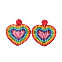 1 Pair Lady Rainbow Heart Shape Glass Drop Earrings main image 5