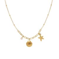 Copper 18K Gold Plated Simple Style Plating Starfish Shell Pendant Necklace main image 3