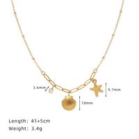 Copper 18K Gold Plated Simple Style Plating Starfish Shell Pendant Necklace sku image 2