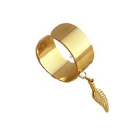 201 Stainless Steel 304 Stainless Steel 18K Gold Plated Simple Style Plating Cross Starfish Feather Adjustable Ring main image 4