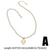 Simple Style Cross Star Beaded Copper Plating 18K Gold Plated Unisex Pendant Necklace sku image 1