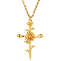 Simple Style Flower Titanium Steel Plating 18K Gold Plated Unisex Pendant Necklace sku image 4