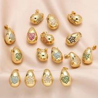 1 Pair Simple Style Water Droplets Plating Copper Zircon 18K Gold Plated Ear Studs main image 1