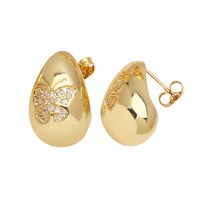 1 Pair Simple Style Water Droplets Plating Copper Zircon 18K Gold Plated Ear Studs main image 8