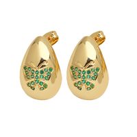 1 Pair Simple Style Water Droplets Plating Copper Zircon 18K Gold Plated Ear Studs sku image 3