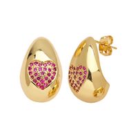 1 Pair Simple Style Water Droplets Plating Copper Zircon 18K Gold Plated Ear Studs sku image 1