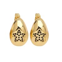 1 Pair Simple Style Water Droplets Plating Copper Zircon 18K Gold Plated Ear Studs sku image 6