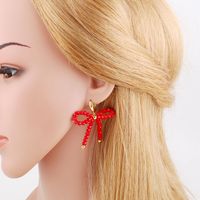 1 Pair Simple Style Bow Knot Plating Artificial Crystal Copper 18K Gold Plated Earrings main image 7