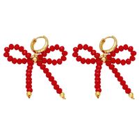 1 Pair Simple Style Bow Knot Plating Artificial Crystal Copper 18K Gold Plated Earrings main image 9