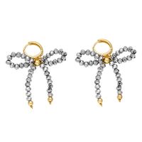 1 Pair Simple Style Bow Knot Plating Artificial Crystal Copper 18K Gold Plated Earrings main image 8