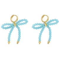 1 Pair Simple Style Bow Knot Plating Artificial Crystal Copper 18K Gold Plated Earrings sku image 4