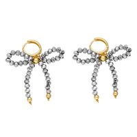 1 Par Estilo Simple Nudo De Lazo Enchapado Cristal Artificial Cobre Chapados en oro de 18k Aretes sku image 2