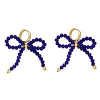 1 Pair Simple Style Bow Knot Plating Artificial Crystal Copper 18K Gold Plated Earrings sku image 6