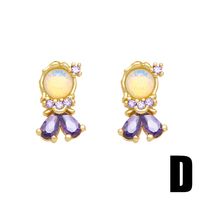 1 Pair Simple Style Cartoon Character Plating Copper 18K Gold Plated Drop Earrings sku image 4