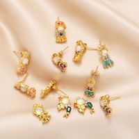 1 Pair Simple Style Cartoon Character Plating Copper 18K Gold Plated Drop Earrings main image 1