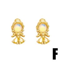 1 Pair Simple Style Cartoon Character Plating Copper 18K Gold Plated Drop Earrings sku image 6