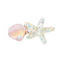 Women's Marine Style Sweet Starfish Heart Shape Shell Plastic Resin Hair Clip main image 2