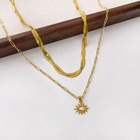 304 Stainless Steel 18K Gold Plated IG Style Exaggerated Inlay Eye Zircon Pendant Necklace main image 6