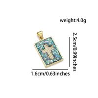 1 Piece 16*25mm Copper Zircon 18K Gold Plated Cross Pendant sku image 2