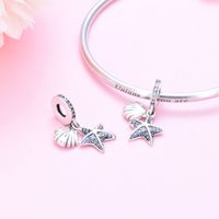1 Piece 24*9mm Sterling Silver Zircon Starfish Octopus Polished Pendant Beads main image 4
