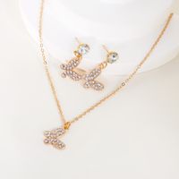 Elegant Simple Style Commute Butterfly Iron Inlay Rhinestones Gold Plated Women's Jewelry Set main image 4