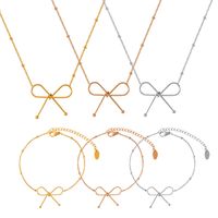 304 Stainless Steel Elegant Simple Style Plating Bow Knot Bracelets Necklace main image 3