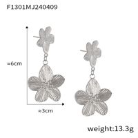 1 Pair Basic Flower Butterfly Titanium Steel Drop Earrings sku image 1