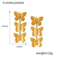 1 Pair Basic Flower Butterfly Titanium Steel Drop Earrings sku image 7