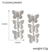 1 Pair Basic Flower Butterfly Titanium Steel Drop Earrings sku image 3