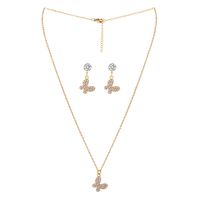 Elegant Simple Style Commute Butterfly Iron Inlay Rhinestones Gold Plated Women's Jewelry Set sku image 1