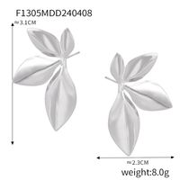 1 Pair Simple Style Leaf Feather Plating 304 Stainless Steel Shell Pearls Ear Studs sku image 2