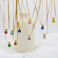 304 Stainless Steel Elegant Simple Style Plating Geometric Zircon Pendant Necklace main image 8