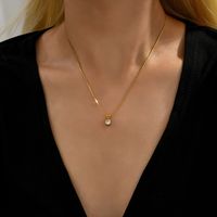 304 Stainless Steel Elegant Simple Style Plating Geometric Zircon Pendant Necklace main image 7