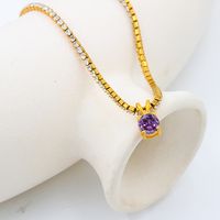 304 Stainless Steel Elegant Simple Style Plating Geometric Zircon Pendant Necklace sku image 14