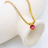 304 Stainless Steel Elegant Simple Style Plating Geometric Zircon Pendant Necklace sku image 19