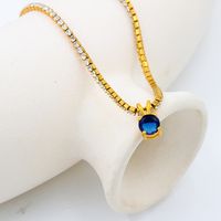 304 Stainless Steel Elegant Simple Style Plating Geometric Zircon Pendant Necklace sku image 21