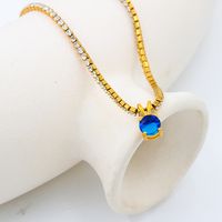 304 Stainless Steel Elegant Simple Style Plating Geometric Zircon Pendant Necklace sku image 24