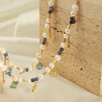 Casual Simple Style Geometric Freshwater Pearl Titanium Steel Copper Zircon Choker In Bulk main image 5